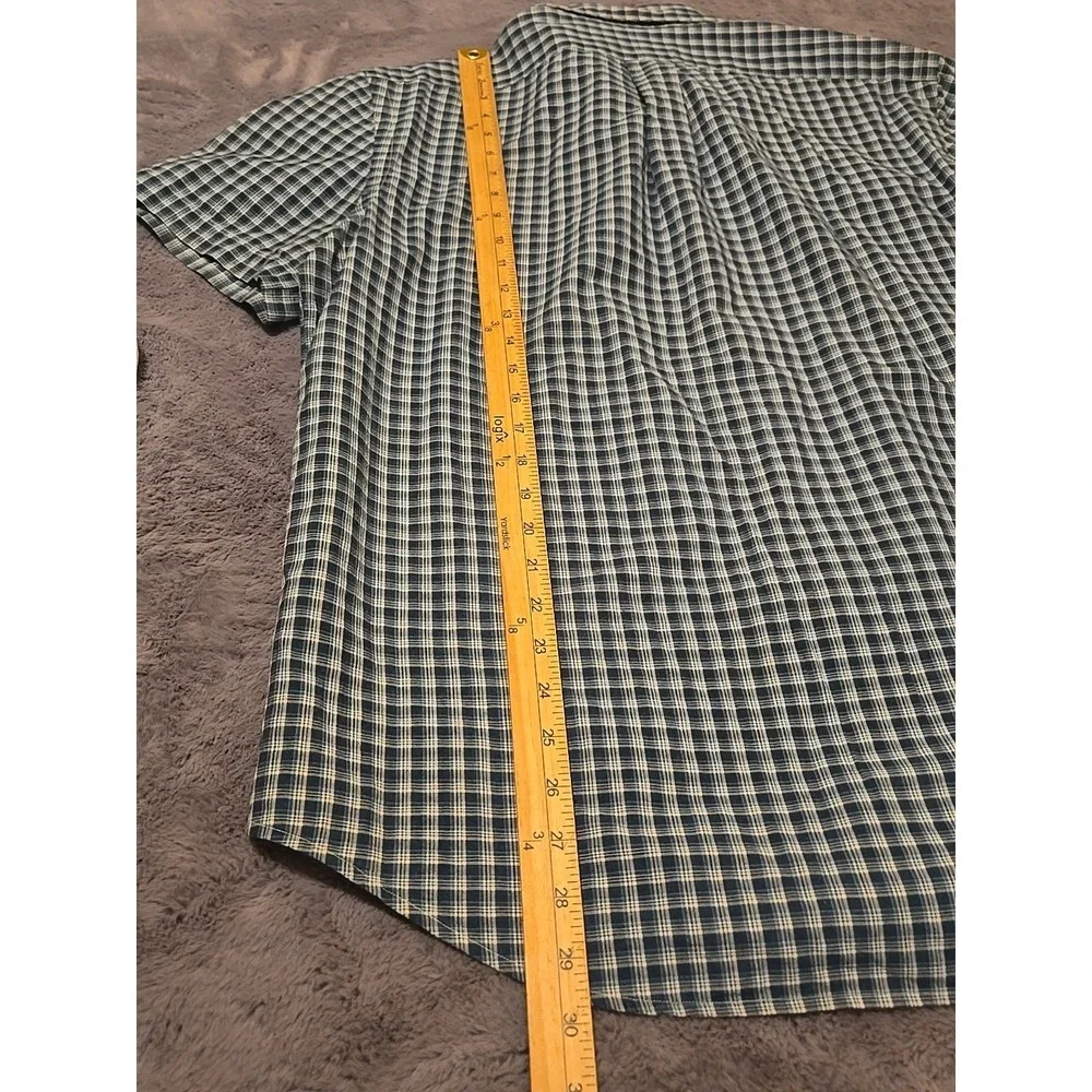 Ralph Lauren Indigo Oxford Shirt Mens Large Blue Plaid Short Sleeve Button Down - Picture 3 of 12